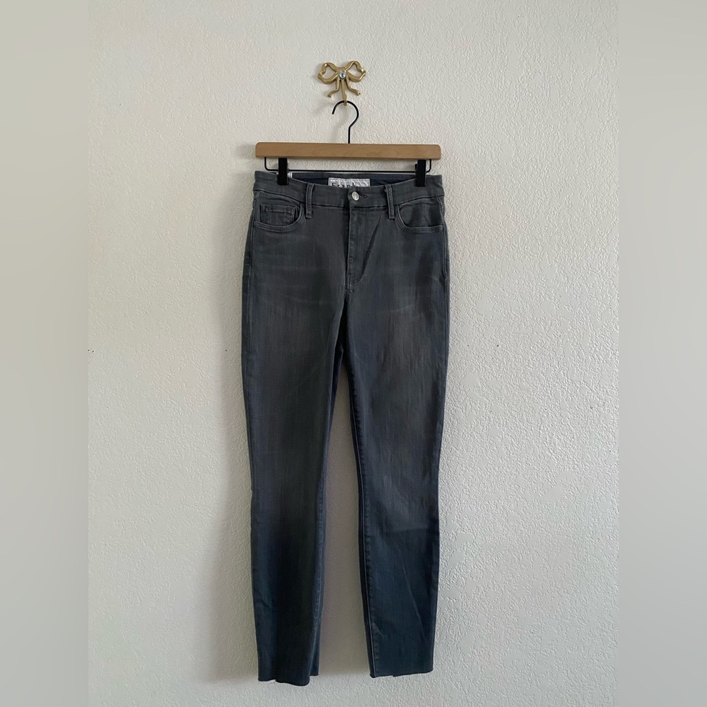 Frank & Eileen Sligo Mid Rise Raw Hem Crop Stretch Skinny Jean Gray Size 28